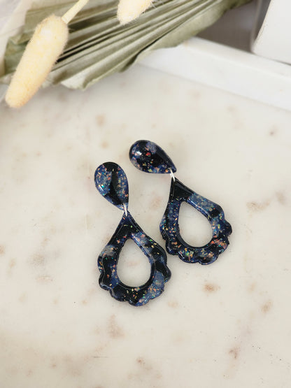 Starry Night Dangle Studs | Handmade Polymer Clay Earrings