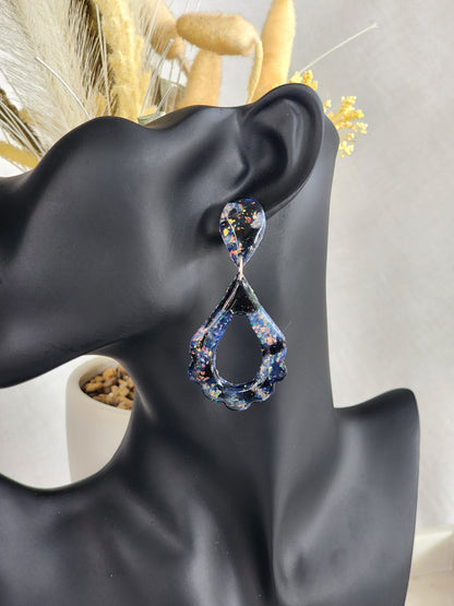 Starry Night Dangle Studs | Handmade Polymer Clay Earrings