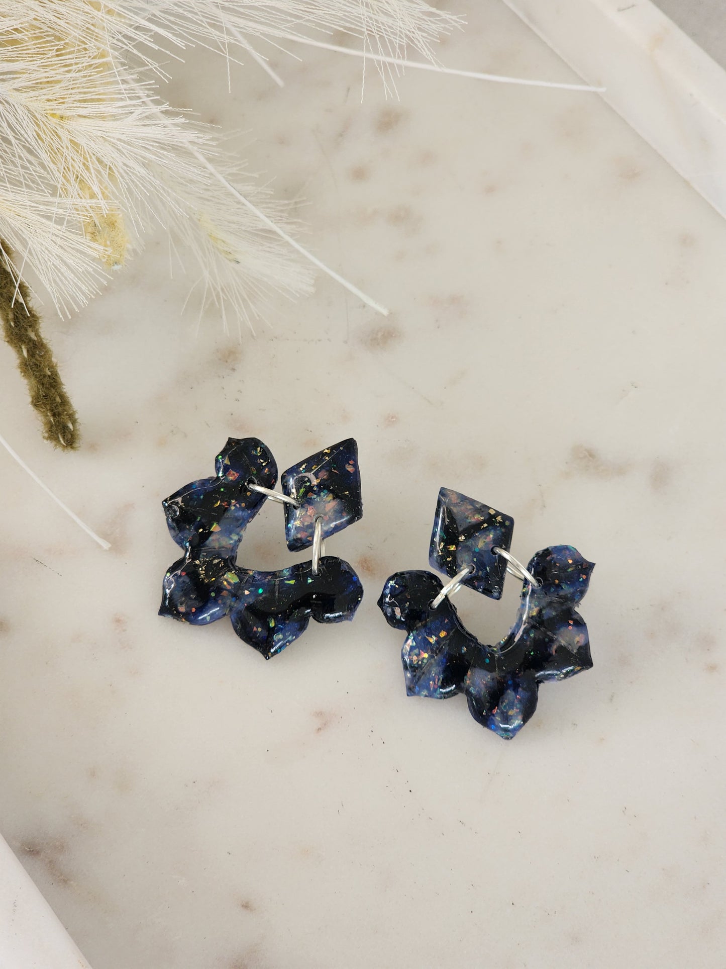 Starry Night Style Studs | Handmade Polymer Clay Earrings