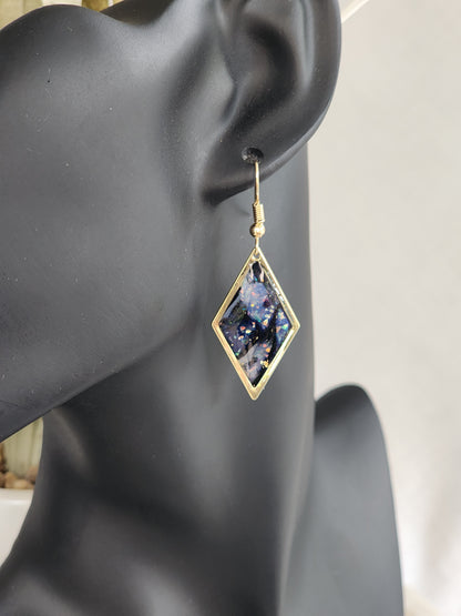 Starry Night Diamond Dangles | Handmade Polymer Clay Earrings