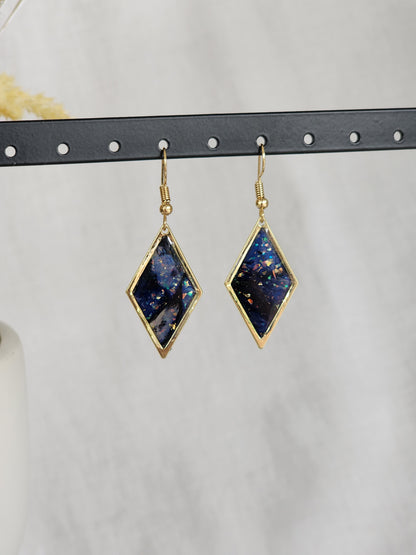 Starry Night Diamond Dangles | Handmade Polymer Clay Earrings