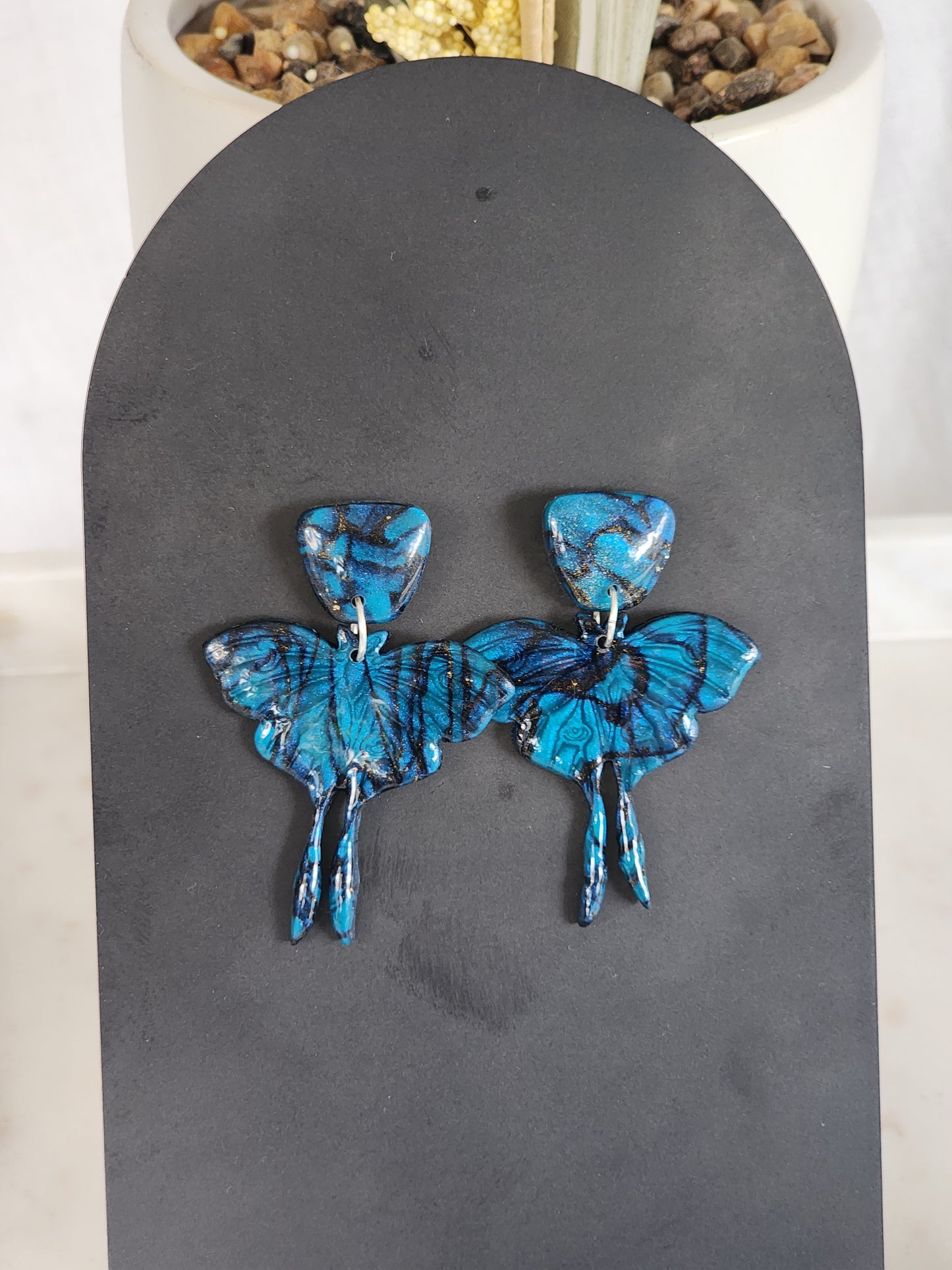 Blue Ulysses Butterfly Studs | Handmade Polymer Clay Earrings