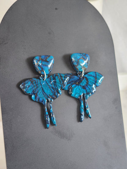 Blue Ulysses Butterfly Studs | Handmade Polymer Clay Earrings