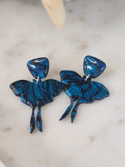 Blue Ulysses Butterfly Studs | Handmade Polymer Clay Earrings