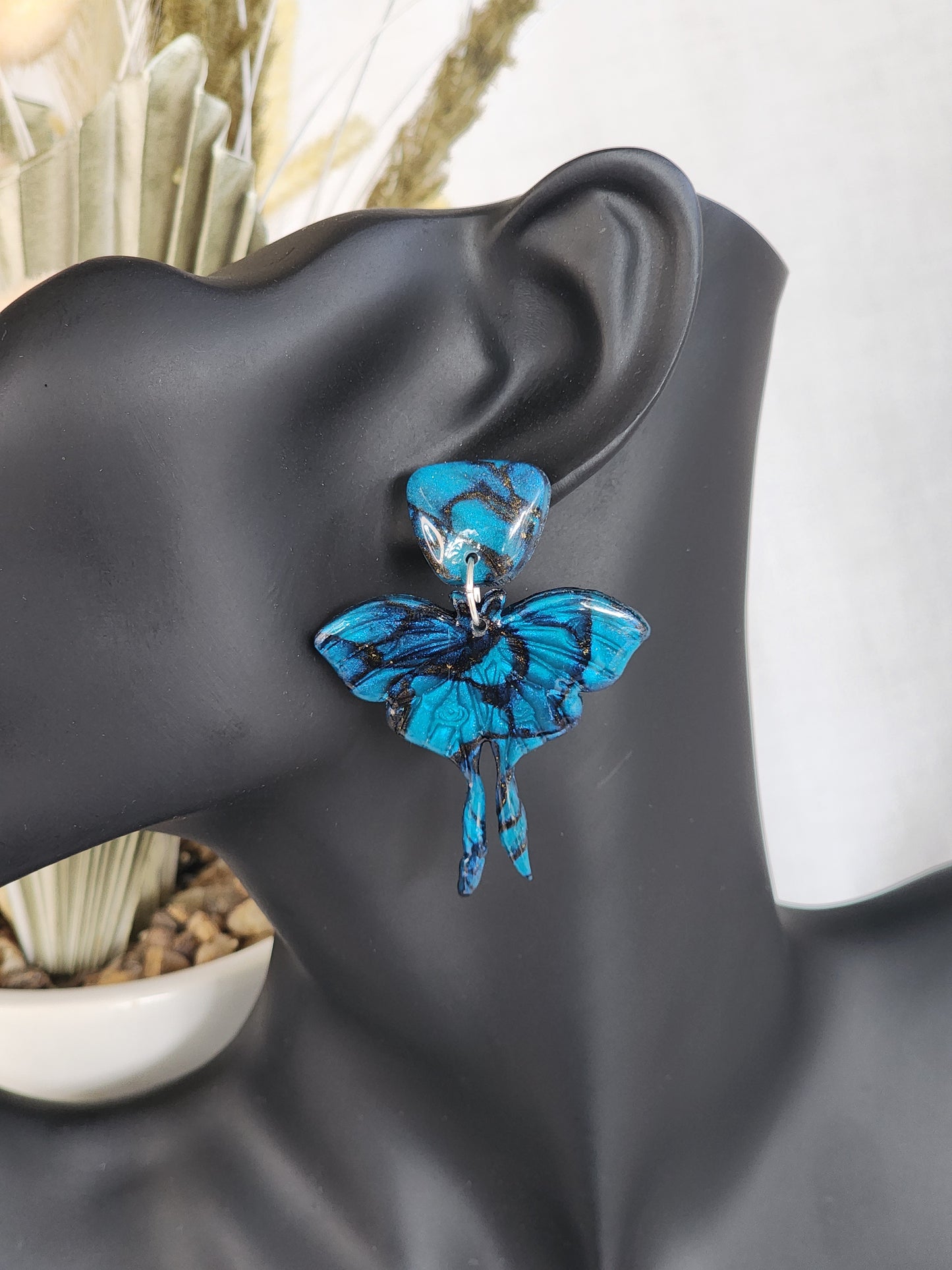 Blue Ulysses Butterfly Studs | Handmade Polymer Clay Earrings