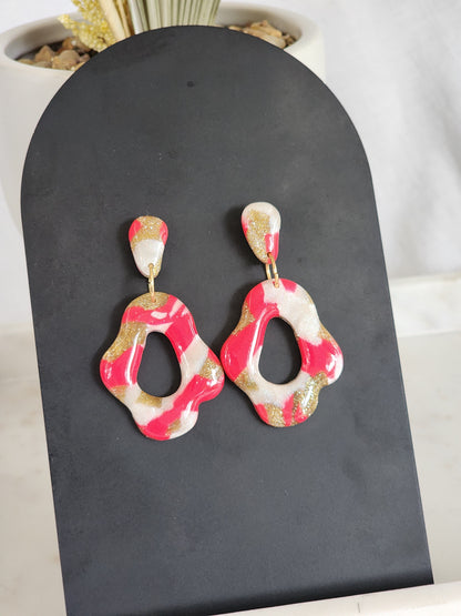 Pink & White Style Dangles | Handmade Polymer Clay Earrings