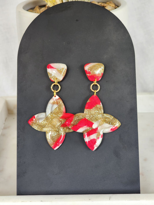 Pink & White Statement Dangles | Handmade Polymer Clay Earrings