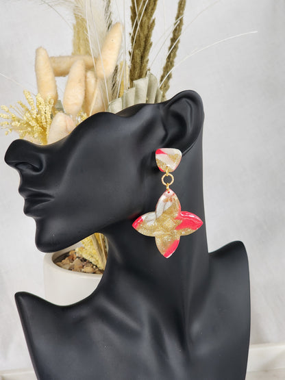 Pink & White Statement Dangles | Handmade Polymer Clay Earrings