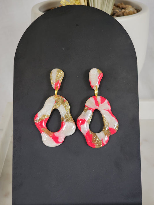 Pink & White Style Dangles | Handmade Polymer Clay Earrings