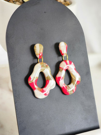 Pink & White Style Dangles | Handmade Polymer Clay Earrings