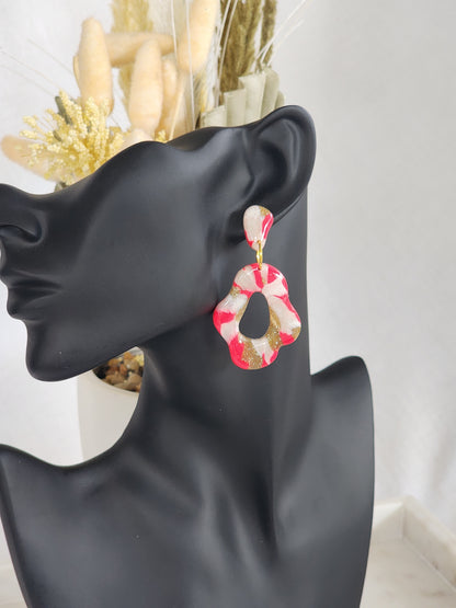 Pink & White Style Dangles | Handmade Polymer Clay Earrings