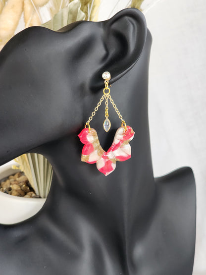 Pink & White Style Chain Dangles | Handmade Polymer Clay Earrings