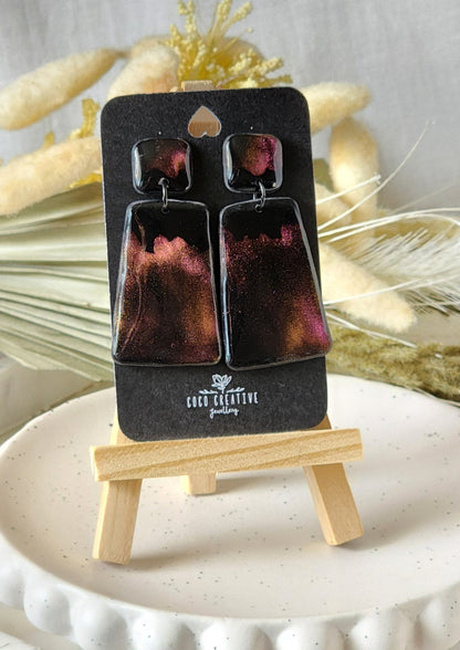 Deep Shimmer Dangles | Handmade Polymer Clay Earrings