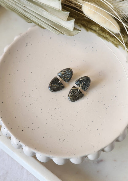 Small Zebra Stone Studs | Handmade Polymer Clay Earrings