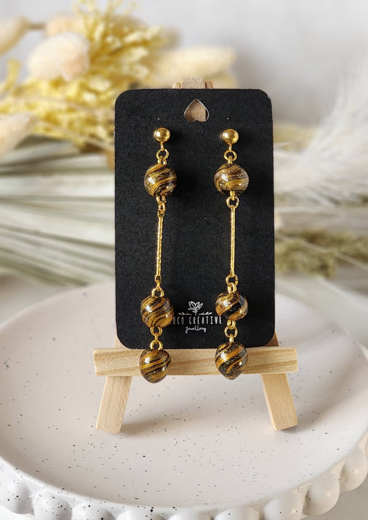 3 Beaded Dangle | Handmade Polymer Clay Earrings