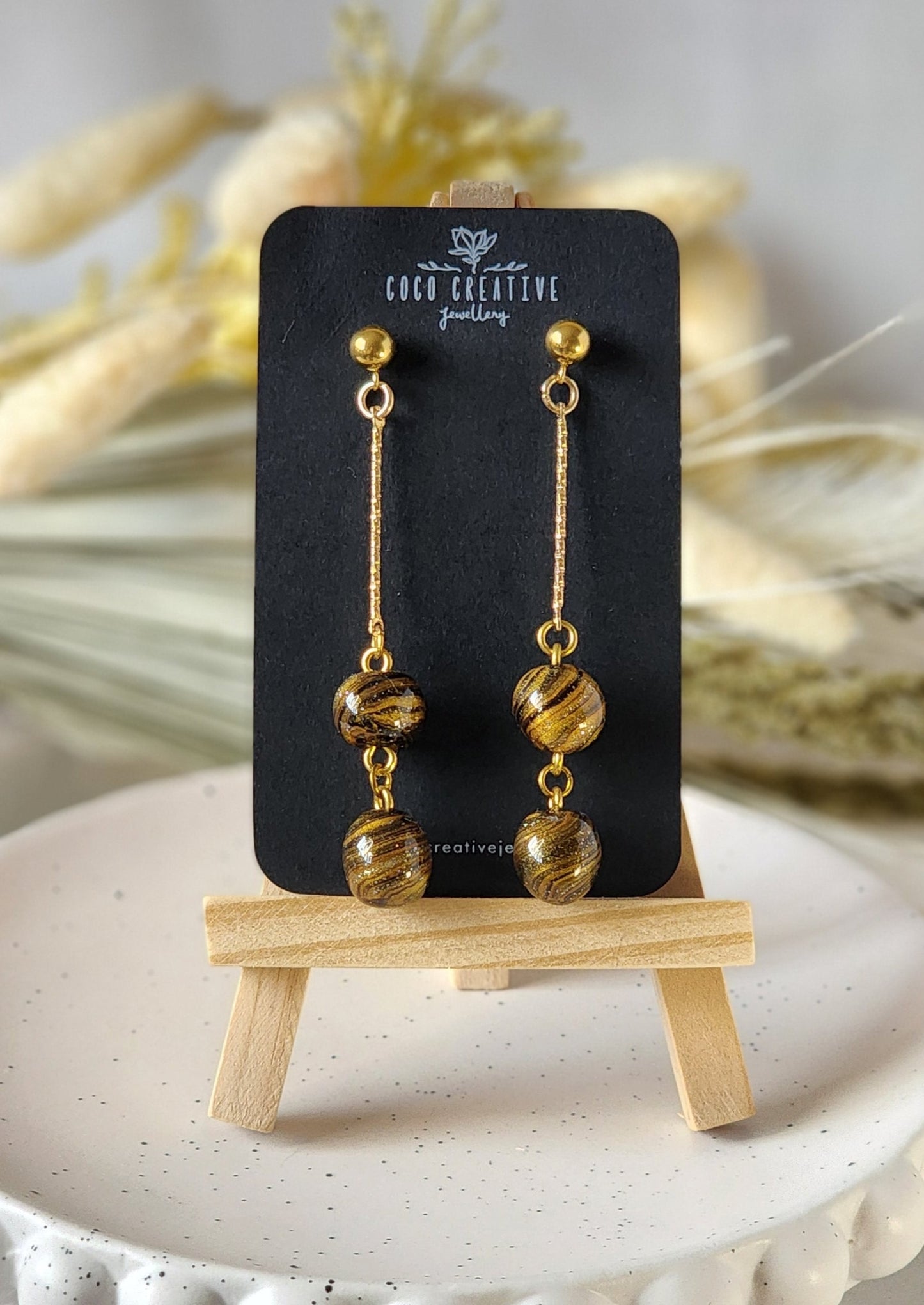 Double Beaded Dangle | Handmade Polymer Clay Earrings