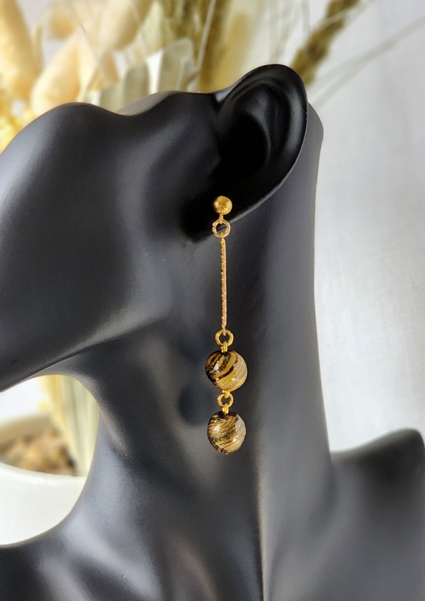 Double Beaded Dangle | Handmade Polymer Clay Earrings